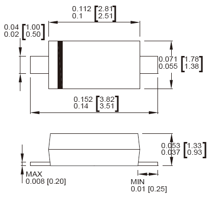 SMF45A/SMF45CA瞬态抑制二极管产品尺寸图