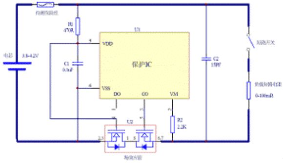 保护IC失效电路示意图
